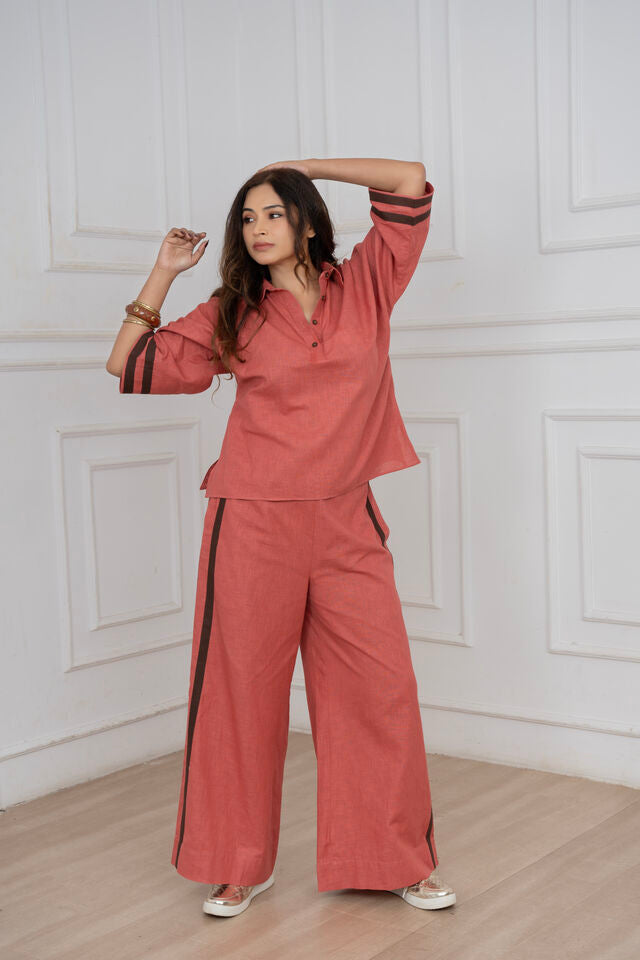 Woodrose Brown Linen Coord Set