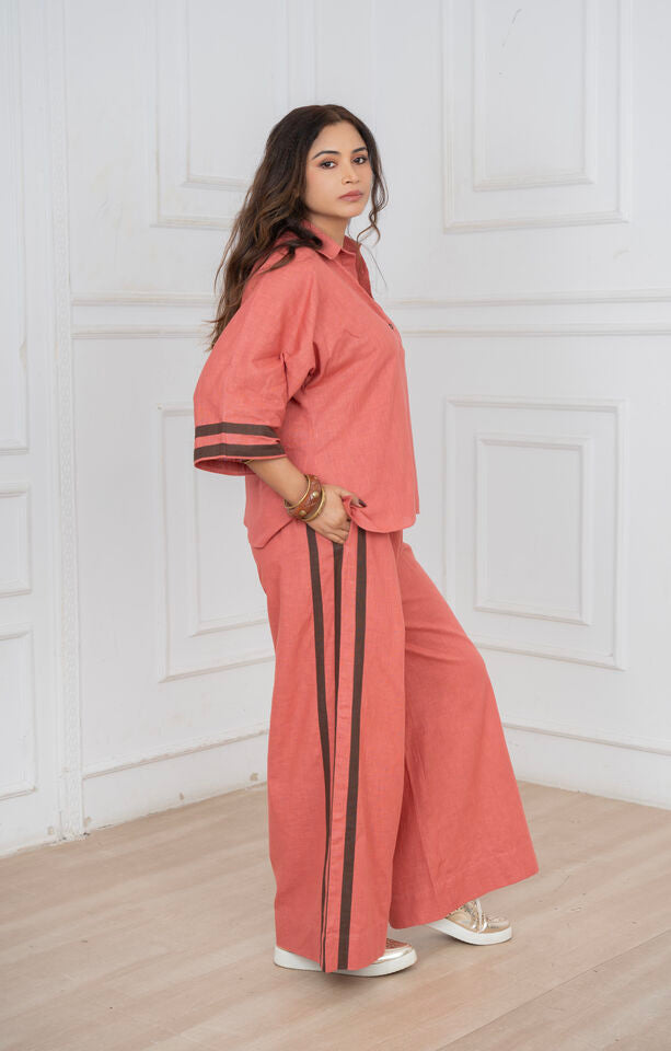 Woodrose Brown Linen Coord Set