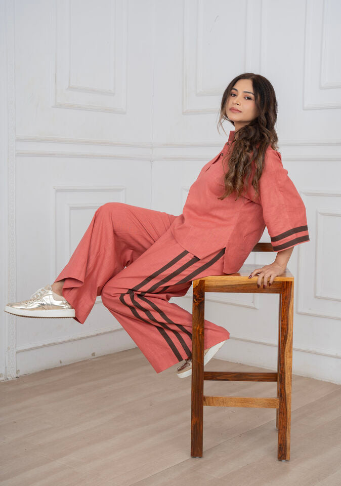 Woodrose Brown Linen Coord Set