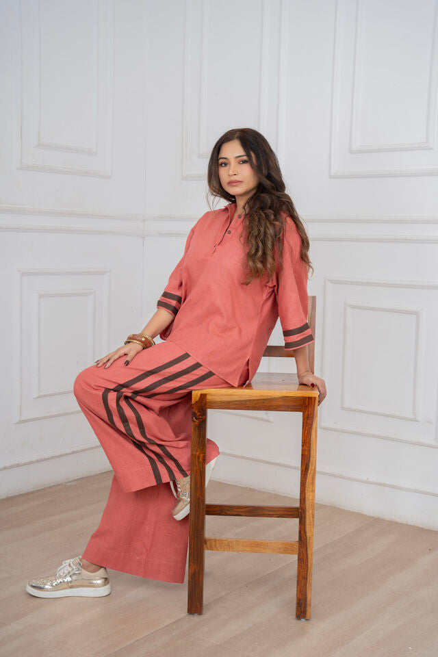 Woodrose Brown Linen Coord Set