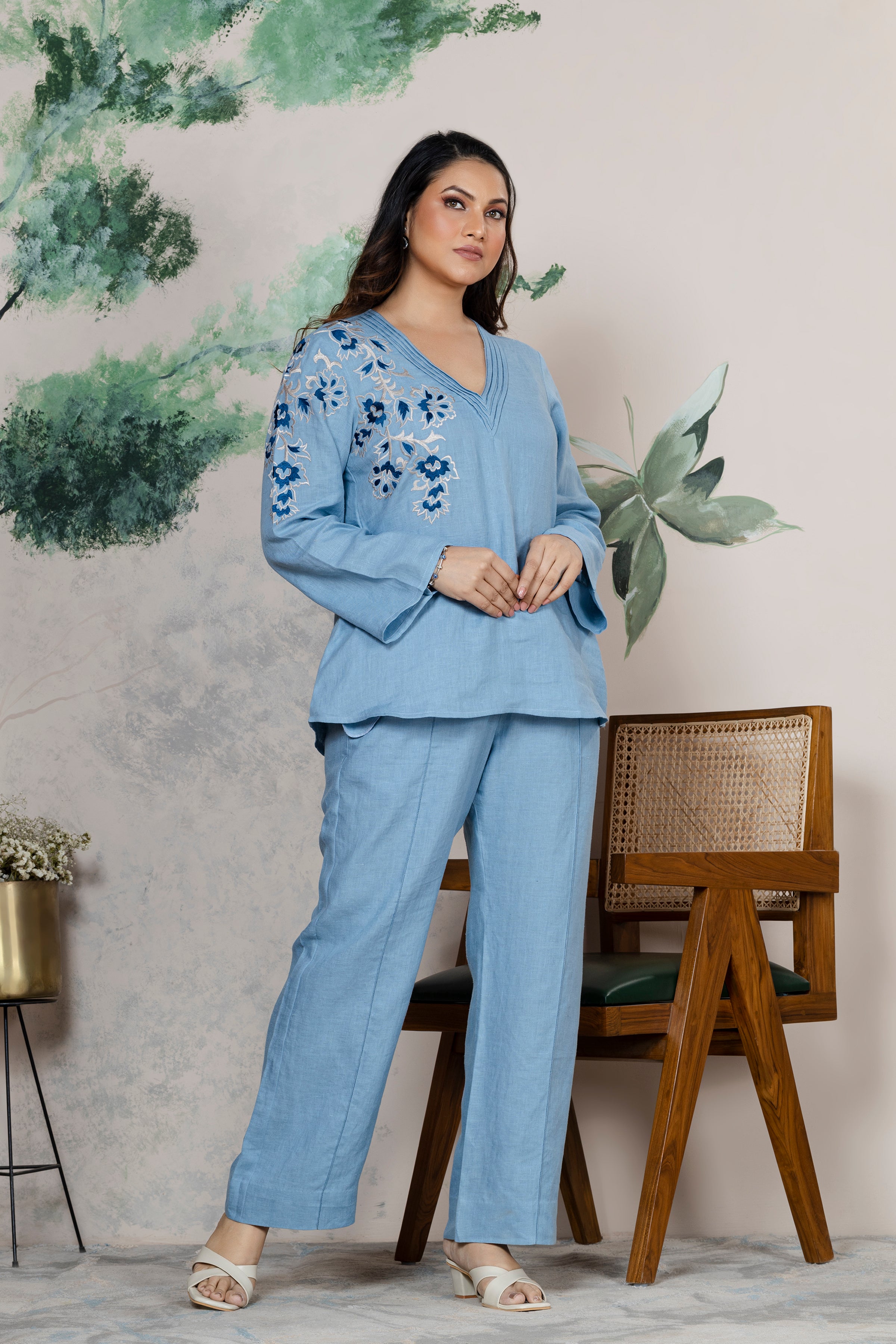 Occean Blue Linen Coord Set