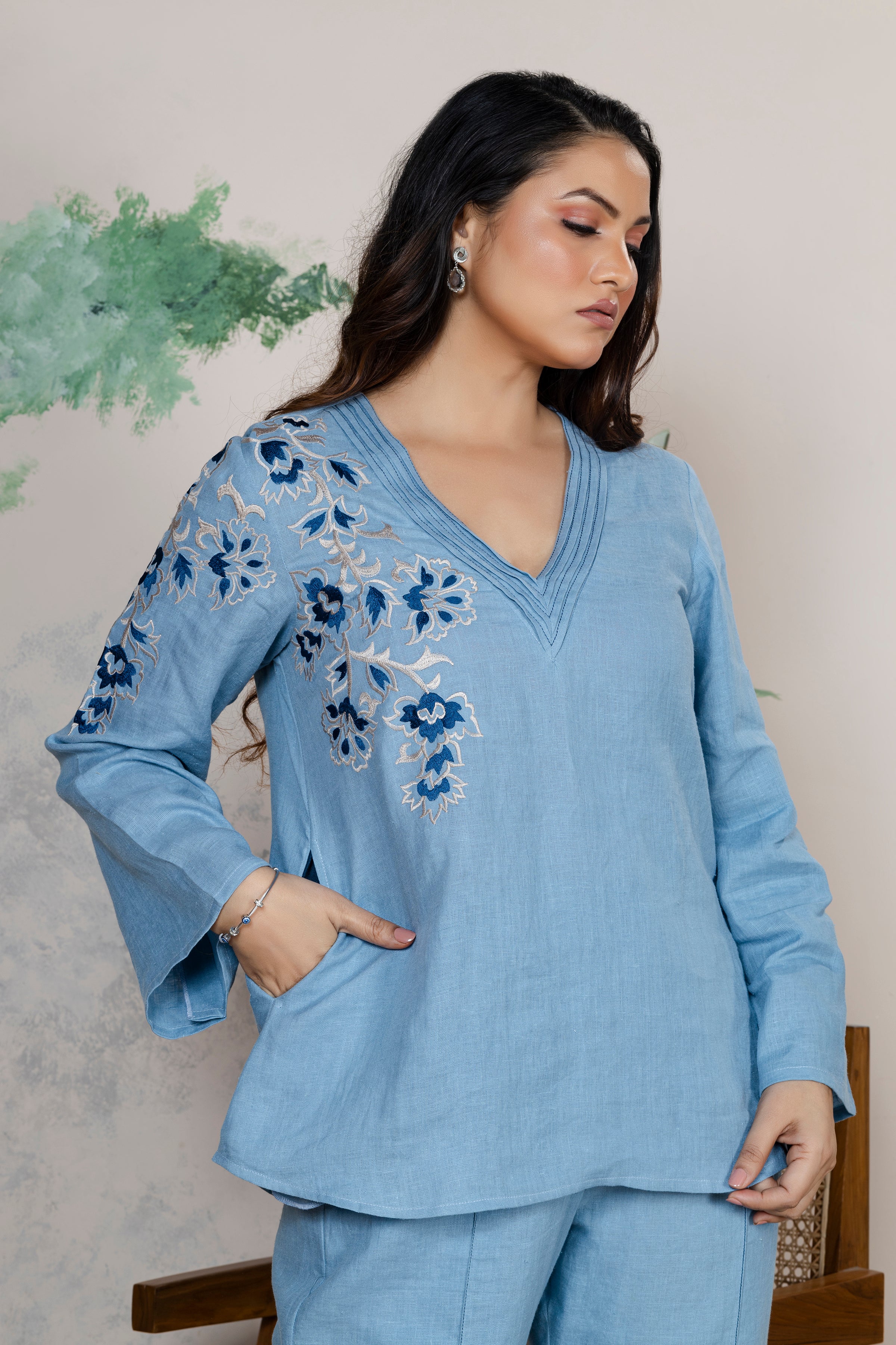 Occean Blue Linen Coord Set