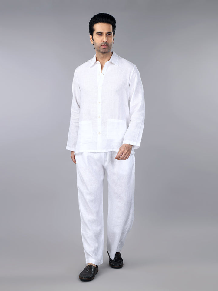Frost White Linen Loungewear Set