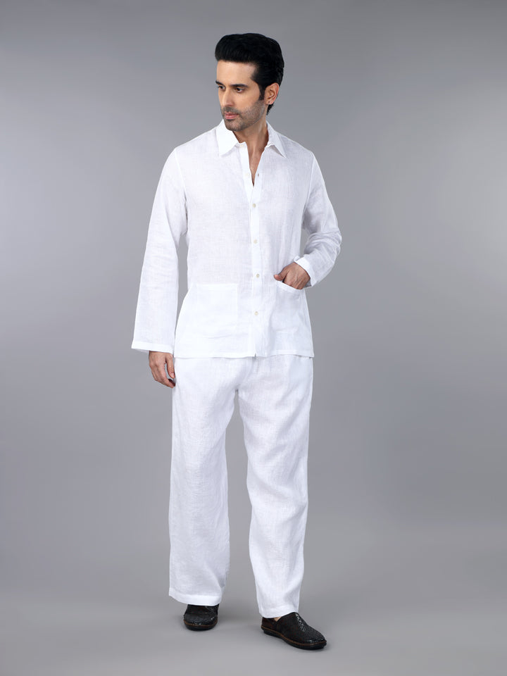 Frost White Linen Loungewear Set