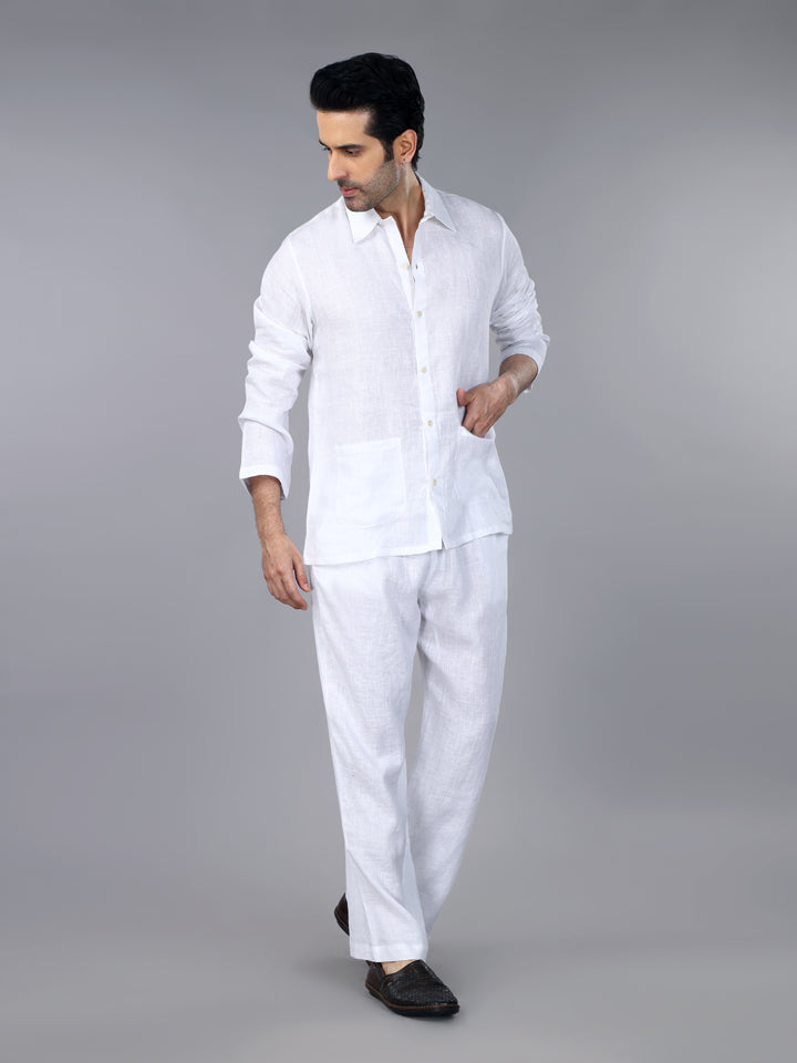 Frost White Linen Loungewear Set