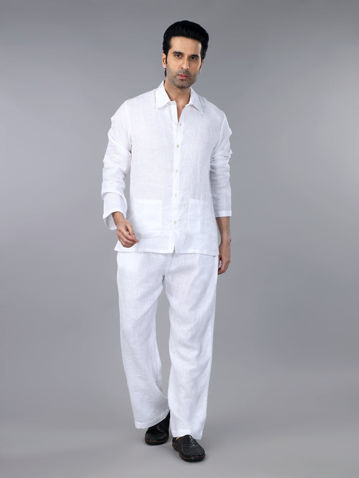 Frost White Linen Loungewear Set